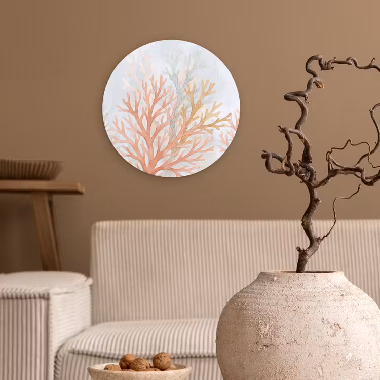 Natuur - Abstract - Aquarel - Organisch - Warm Wandcirkel kunststof plaat 5mm dik klein -sfeer1