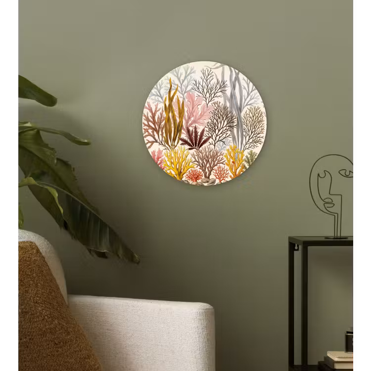 Natuur - Onderwater - Botanisch - Vintage - Kleurrijk Wandcirkel kunststof plaat 5mm dik klein -sfeer3