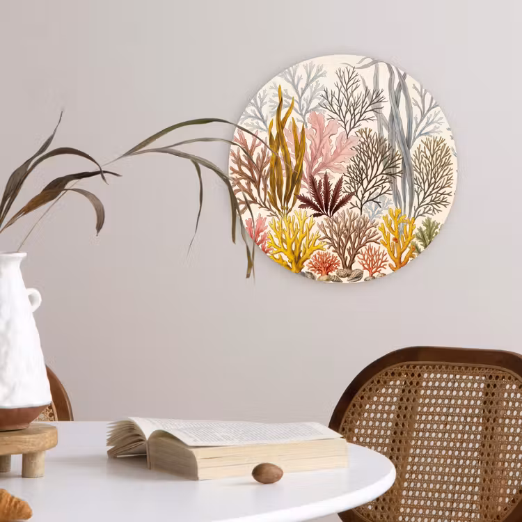 Natuur - Onderwater - Botanisch - Vintage - Kleurrijk Wandcirkel kunststof plaat 5mm dik klein -sfeer4