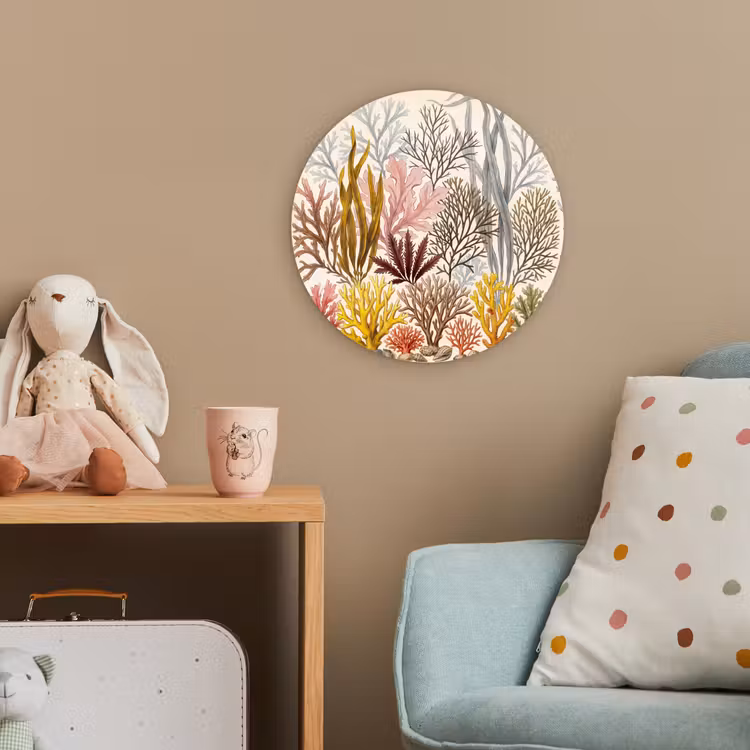 Natuur - Onderwater - Botanisch - Vintage - Kleurrijk Wandcirkel kunststof plaat 5mm dik klein -tsfeer1_kind
