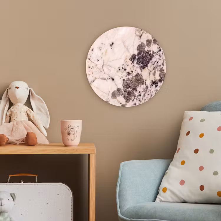 Natuursteen - Patroon - Abstract - Beige - Grijs Wandcirkel kunststof plaat 5mm dik klein -tsfeer1_kind