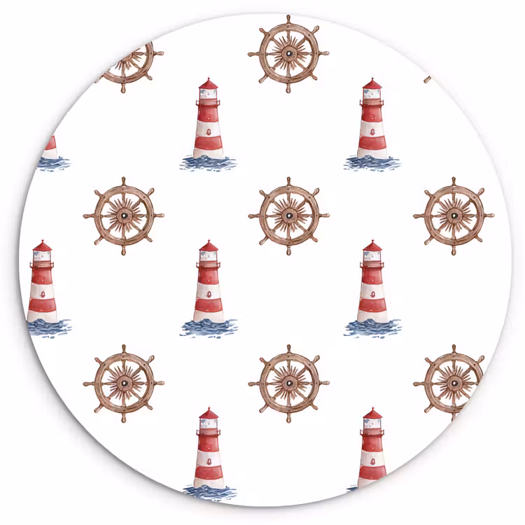 Nautisch - Klassiek - Rood Wandcirkel kunststof plaat 5mm dik klein 188 -3d