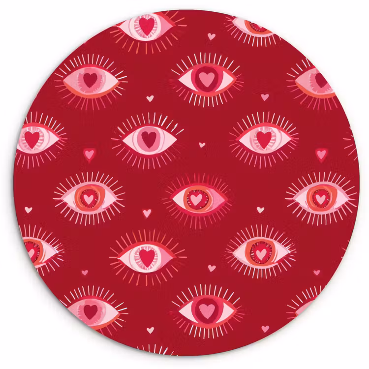 Ogen - Patroon - Roze - Donkerrood Wandcirkel kunststof plaat 5mm dik klein 188 -3d