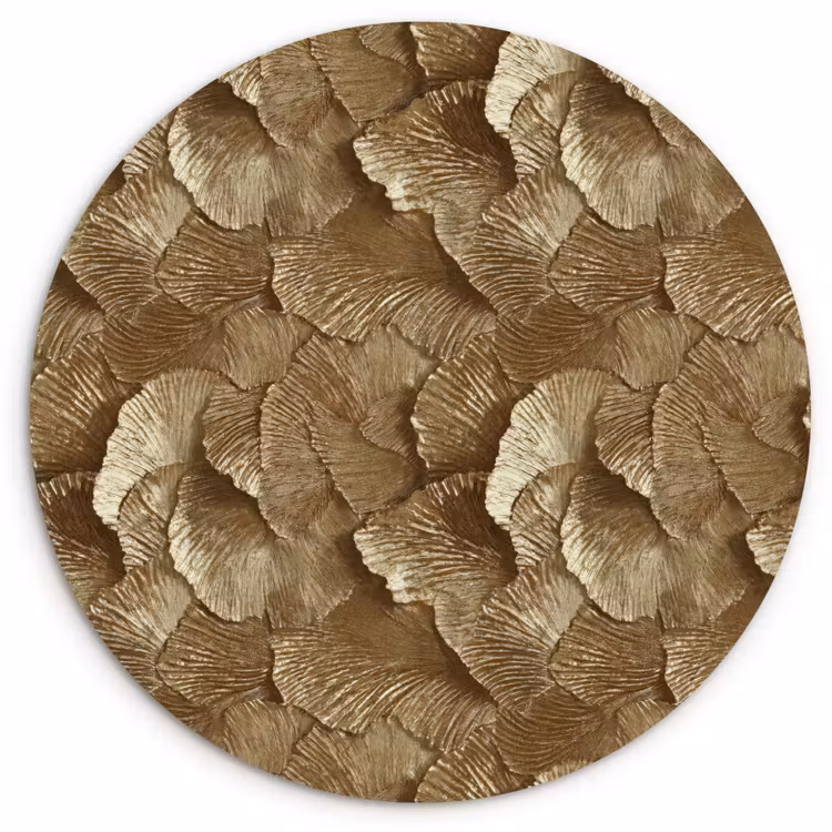 Organisch - Patroon - Bladeren - Goud Wandcirkel kunststof plaat 5mm dik klein 188 -3d