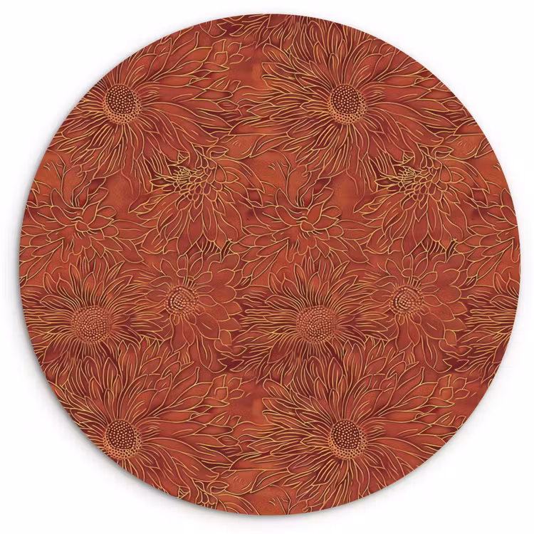 Oosters - Bloemen - Terracotta Wandcirkel kunststof plaat 5mm dik klein 188 -3d