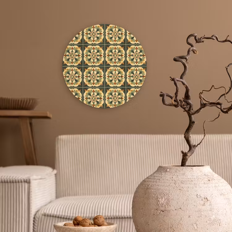 Ornament - Patroon - Groen Wandcirkel kunststof plaat 5mm dik klein 188 -sfeer1