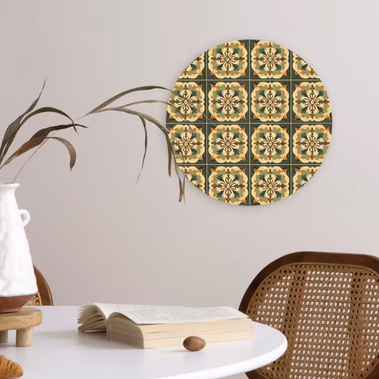 Ornament - Patroon - Groen Wandcirkel kunststof plaat 5mm dik klein 188 -sfeer4