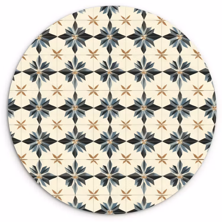 Sierlijk - Ornament - Blauw Wandcirkel kunststof plaat 5mm dik klein 188 -3d