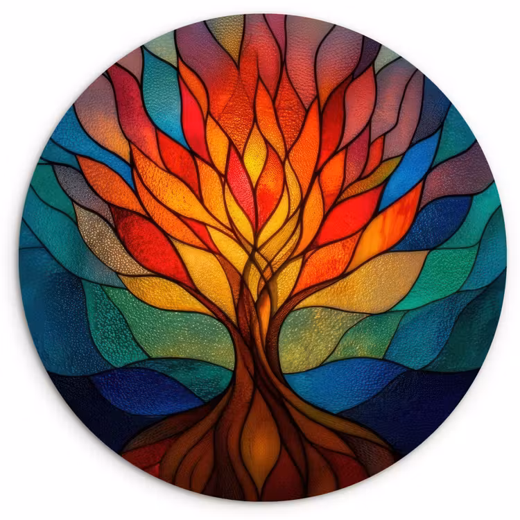 Sierglas - Boom - Rood - Vlakken Wandcirkel kunststof plaat 5mm dik klein -3d