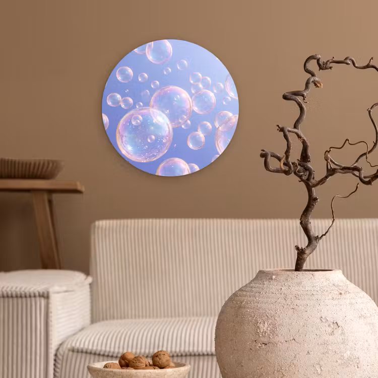 Pastel - Bubbels - Dromerig Wandcirkel kunststof plaat 5mm dik klein -sfeer1