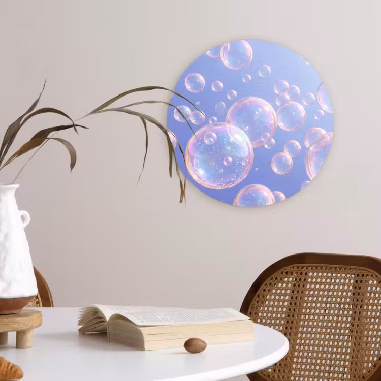 Pastel - Bubbels - Dromerig Wandcirkel kunststof plaat 5mm dik klein -sfeer4