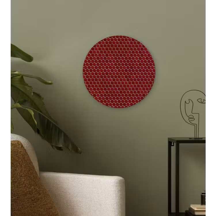 Penny - Mozaïek - Rond - Rood Wandcirkel kunststof plaat 5mm dik klein 188 -sfeer3