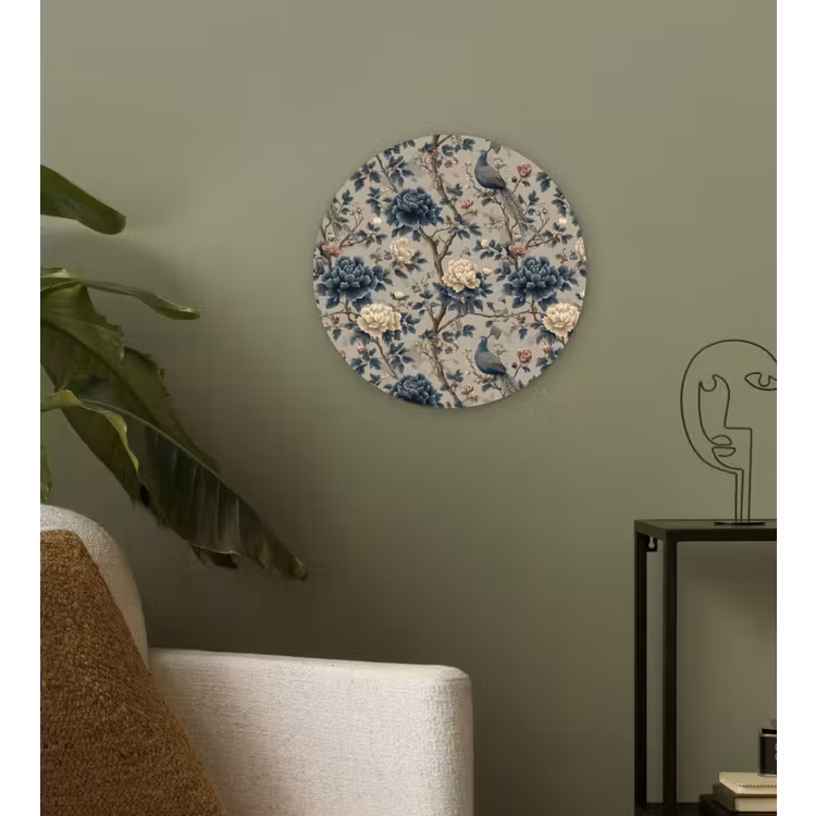 Pauw - Bloemen - Blauw Wandcirkel kunststof plaat 5mm dik klein 188 -sfeer3