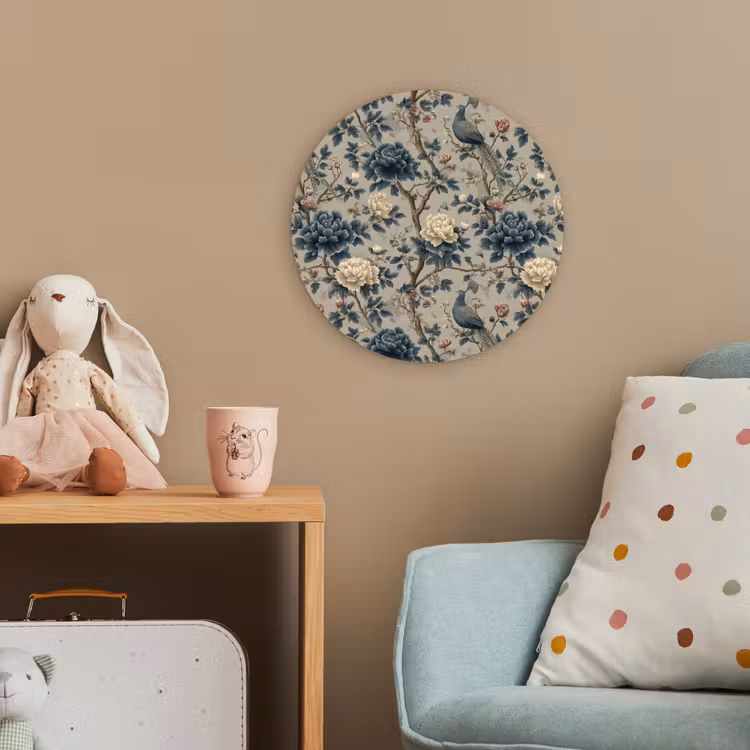Pauw - Bloemen - Blauw Wandcirkel kunststof plaat 5mm dik klein 188 -tsfeer1_kind