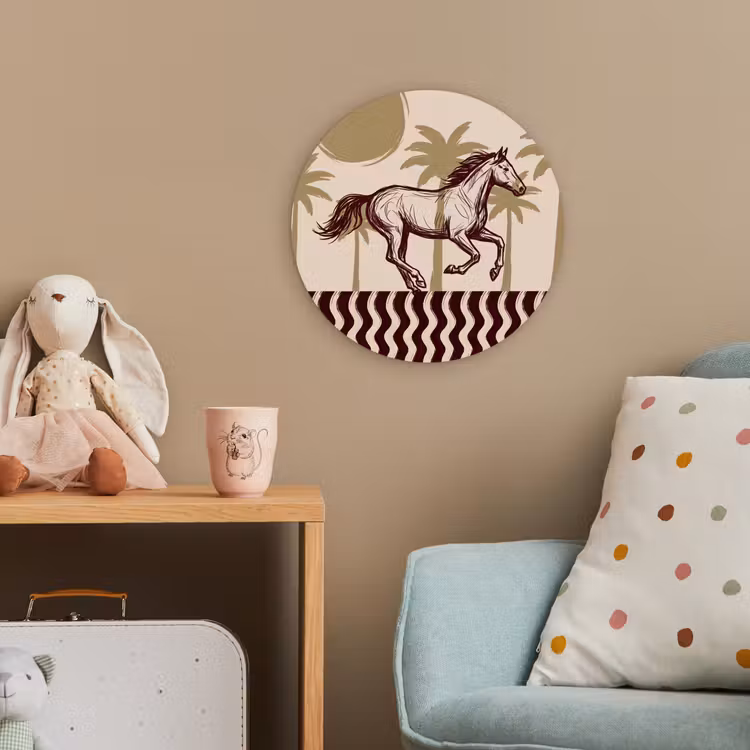 Paard - Galopperend - Woestijn - Illustratie Wandcirkel kunststof plaat 5mm dik klein -tsfeer1_kind