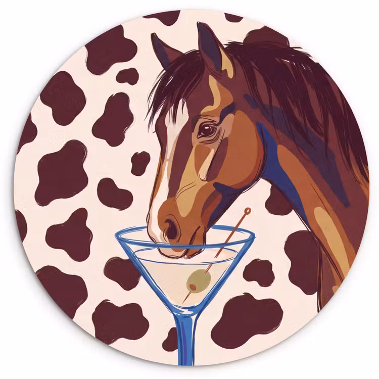 Paard - Martini - Dieren - Abstract - Bruin Wandcirkel kunststof plaat 5mm dik klein -3d