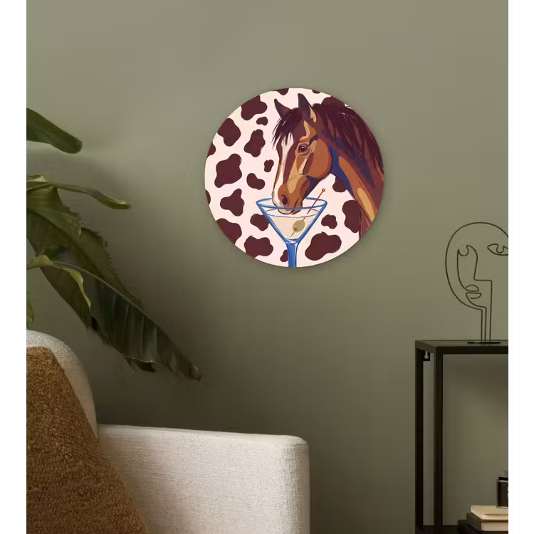 Paard - Martini - Dieren - Abstract - Bruin Wandcirkel kunststof plaat 5mm dik klein -sfeer3
