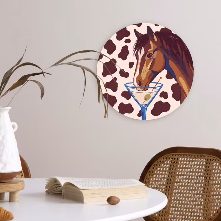 Paard - Martini - Dieren - Abstract - Bruin Wandcirkel kunststof plaat 5mm dik klein -sfeer4