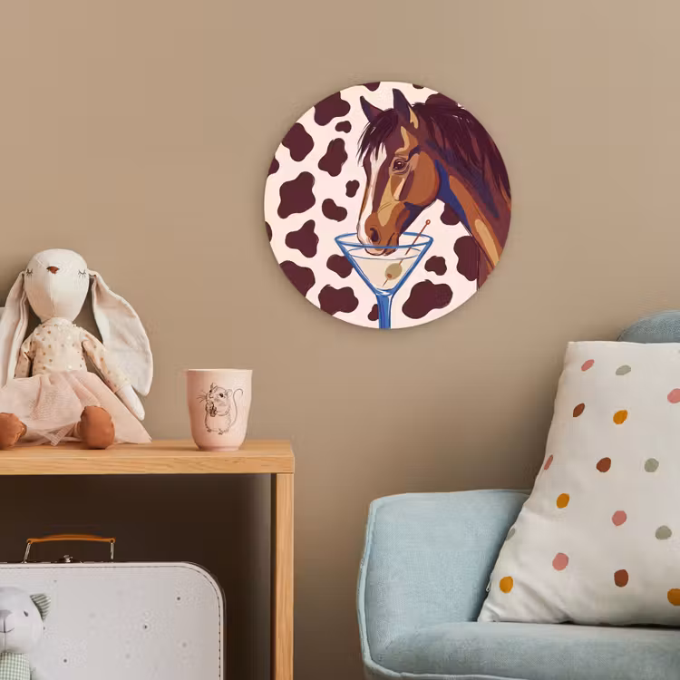 Paard - Martini - Dieren - Abstract - Bruin Wandcirkel kunststof plaat 5mm dik klein -tsfeer1_kind