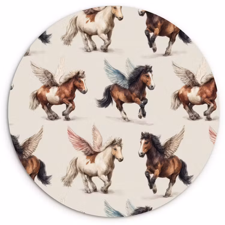 Paarden - Vleugels - Kleurrijk Wandcirkel kunststof plaat 5mm dik klein 188 -3d