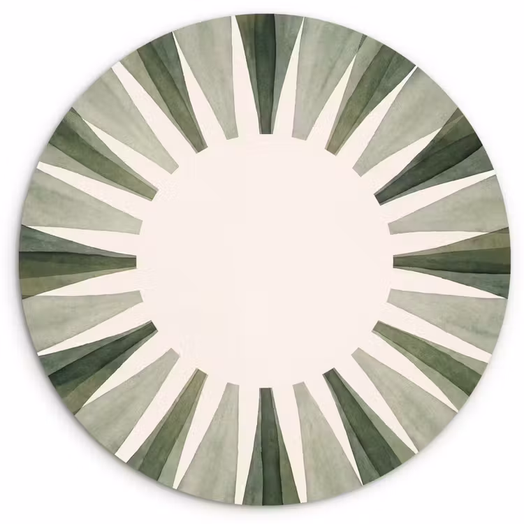 Planten - Abstract - Waterverf - Groen - Natuur Wandcirkel kunststof plaat 5mm dik klein -3d