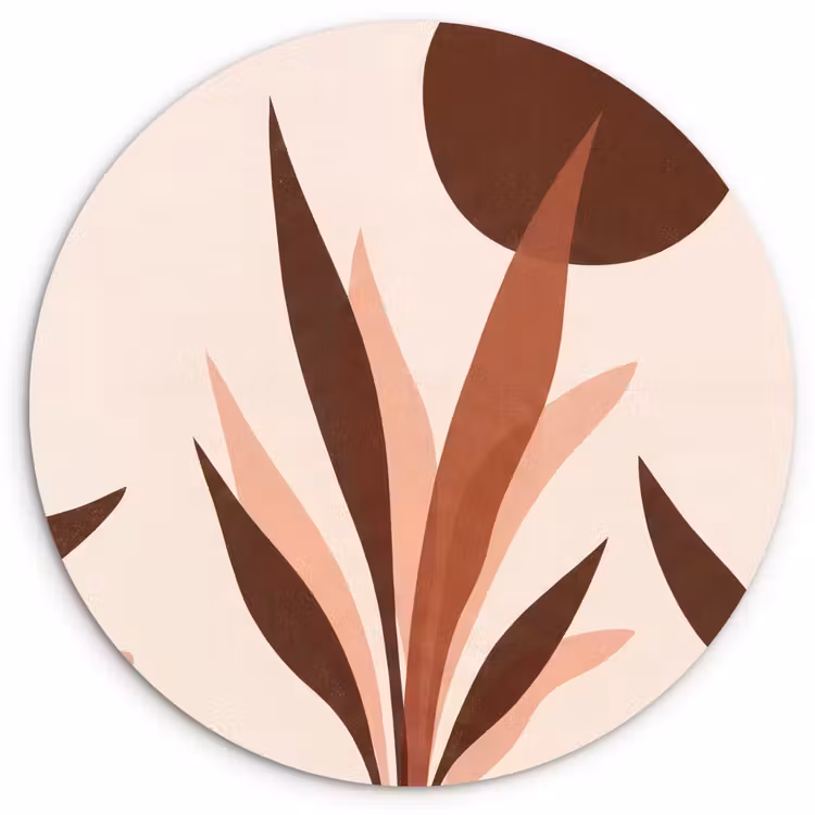 Planten - Abstract - Natuur - Bruin Wandcirkel kunststof plaat 5mm dik klein -3d