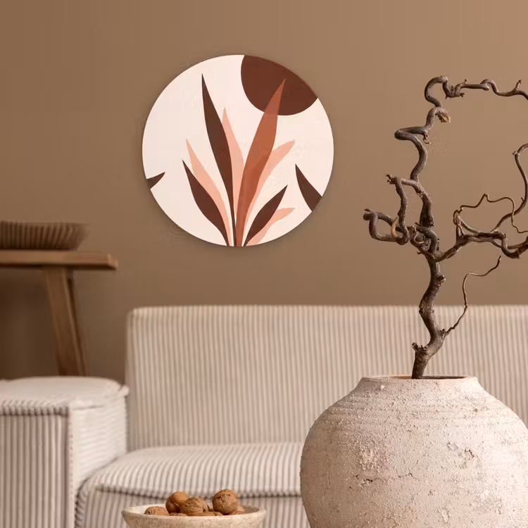 Planten - Abstract - Natuur - Bruin Wandcirkel kunststof plaat 5mm dik klein -sfeer1