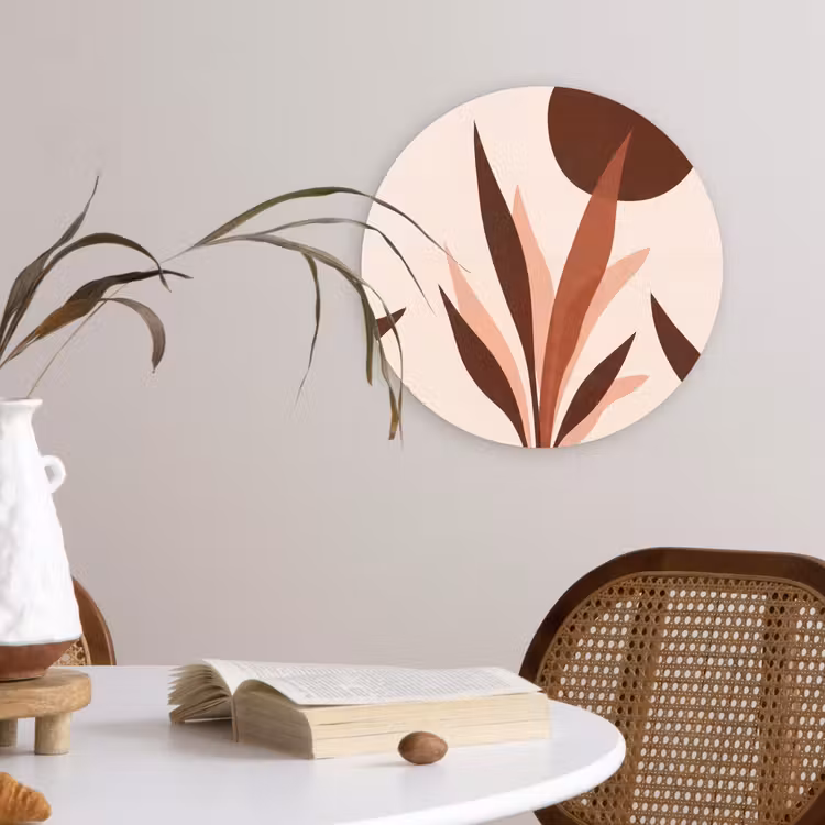 Planten - Abstract - Natuur - Bruin Wandcirkel kunststof plaat 5mm dik klein -sfeer4