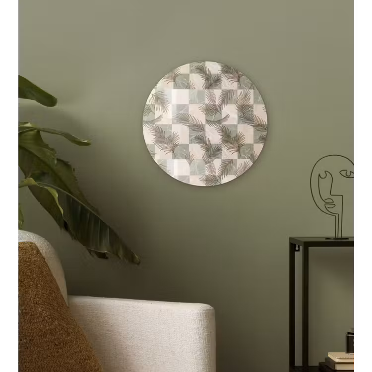Planten - Bladeren - Marmer - Modern - Groen Wandcirkel kunststof plaat 5mm dik klein -sfeer3