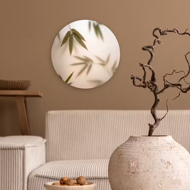 Planten - Bladeren - Natuur - Groen Wandcirkel kunststof plaat 5mm dik klein -sfeer1