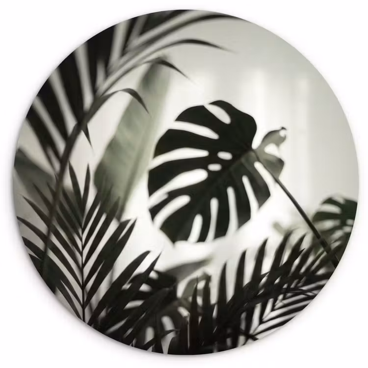 Planten - Bladeren - Natuur - Minimalistisch - Groen Wandcirkel kunststof plaat 5mm dik klein -3d
