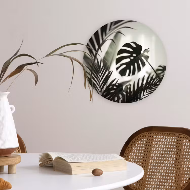 Planten - Bladeren - Natuur - Minimalistisch - Groen Wandcirkel kunststof plaat 5mm dik klein -sfeer4