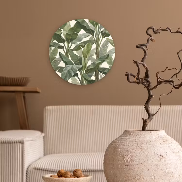 Planten - Bladeren - Tropisch - Groen Wandcirkel kunststof plaat 5mm dik klein -sfeer1