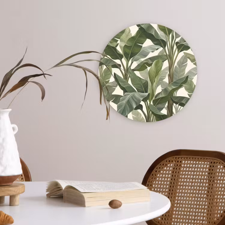 Planten - Bladeren - Tropisch - Groen Wandcirkel kunststof plaat 5mm dik klein -sfeer4
