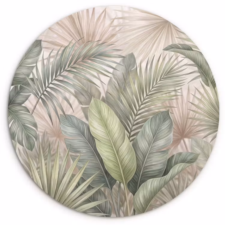 Planten - Tropisch - Bladeren - Groen - Natuur Wandcirkel kunststof plaat 5mm dik klein -3d