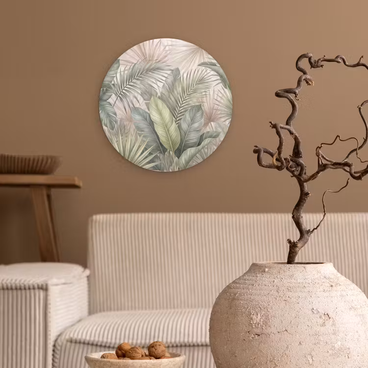 Planten - Tropisch - Bladeren - Groen - Natuur Wandcirkel kunststof plaat 5mm dik klein -sfeer1