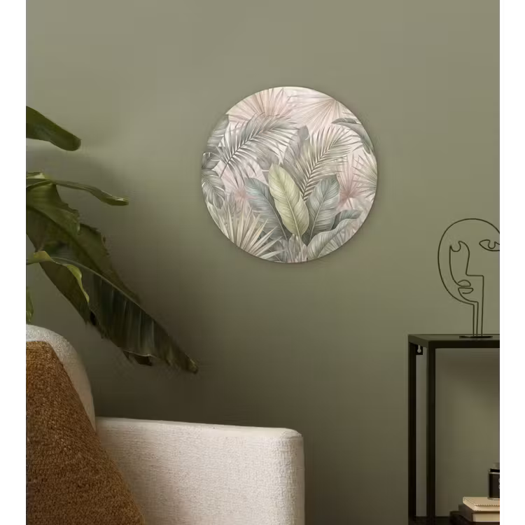 Planten - Tropisch - Bladeren - Groen - Natuur Wandcirkel kunststof plaat 5mm dik klein -sfeer3