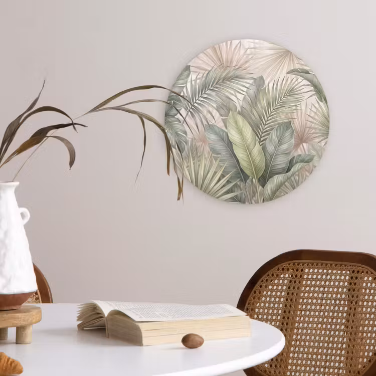 Planten - Tropisch - Bladeren - Groen - Natuur Wandcirkel kunststof plaat 5mm dik klein -sfeer4