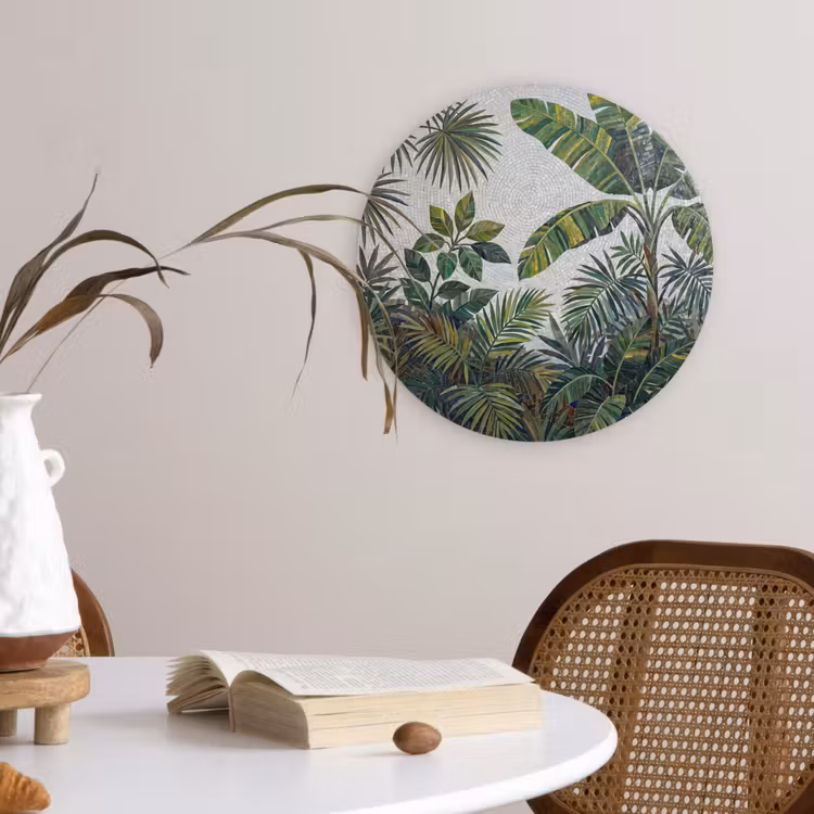 Planten - Tropisch - Mozaïek - Groen - Natuur Wandcirkel kunststof plaat 5mm dik klein -sfeer4