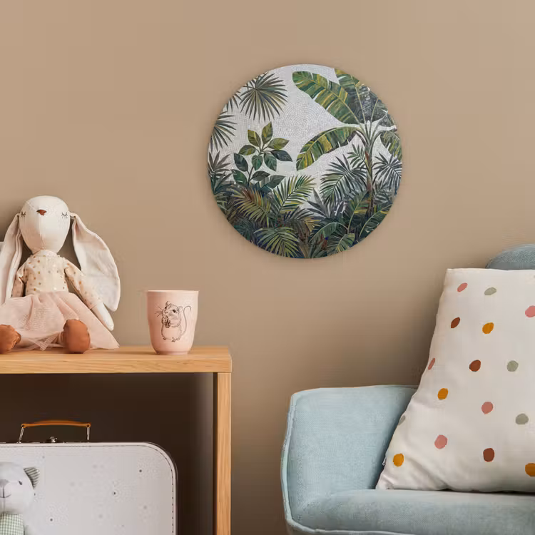 Planten - Tropisch - Mozaïek - Groen - Natuur Wandcirkel kunststof plaat 5mm dik klein -tsfeer1_kind