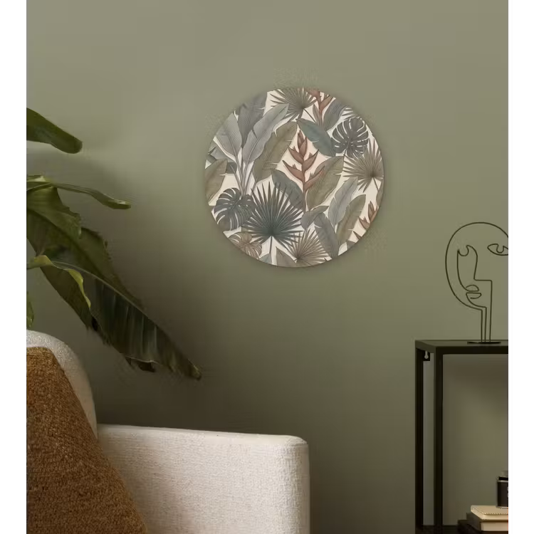 Planten - Tropisch - Natuur - Illustratie - Groen Wandcirkel kunststof plaat 5mm dik klein -sfeer3
