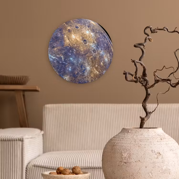 Forexbild Rund - Planet – Krater – Weltraum - Planeet - Kraters - Ruimte Wandcirkel kunststof plaat 5mm dik klein