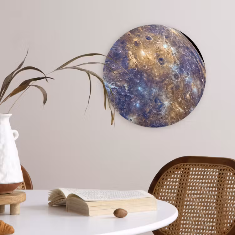 Forexbild Rund - Planet – Krater – Weltraum - Planeet - Kraters - Ruimte Wandcirkel kunststof plaat 5mm dik klein