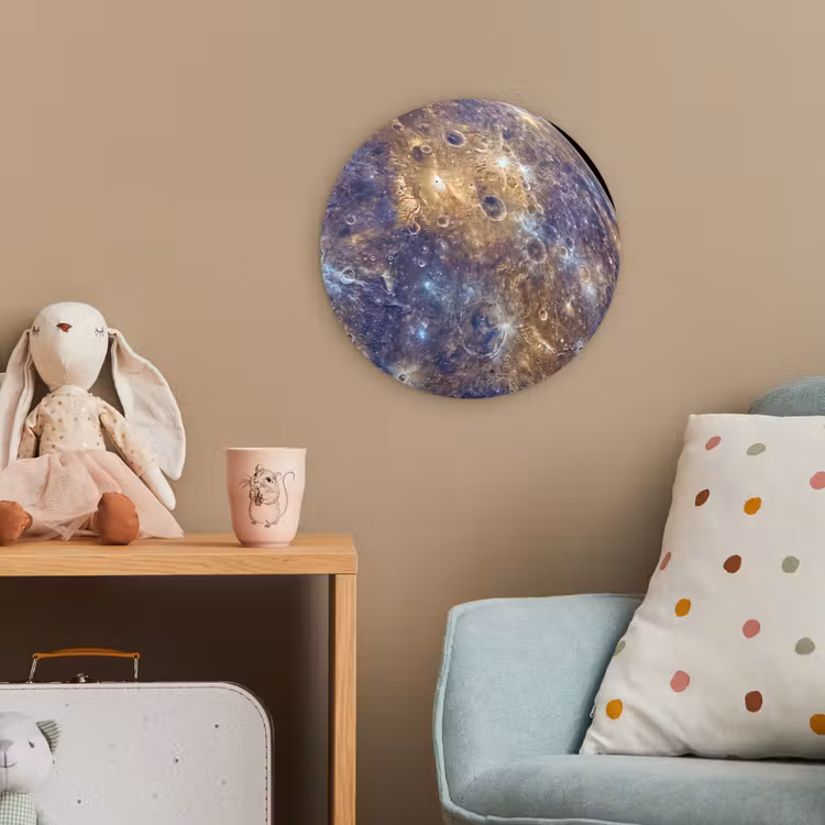 Forexbild Rund - Planet – Krater – Weltraum - Planeet - Kraters - Ruimte Wandcirkel kunststof plaat 5mm dik klein