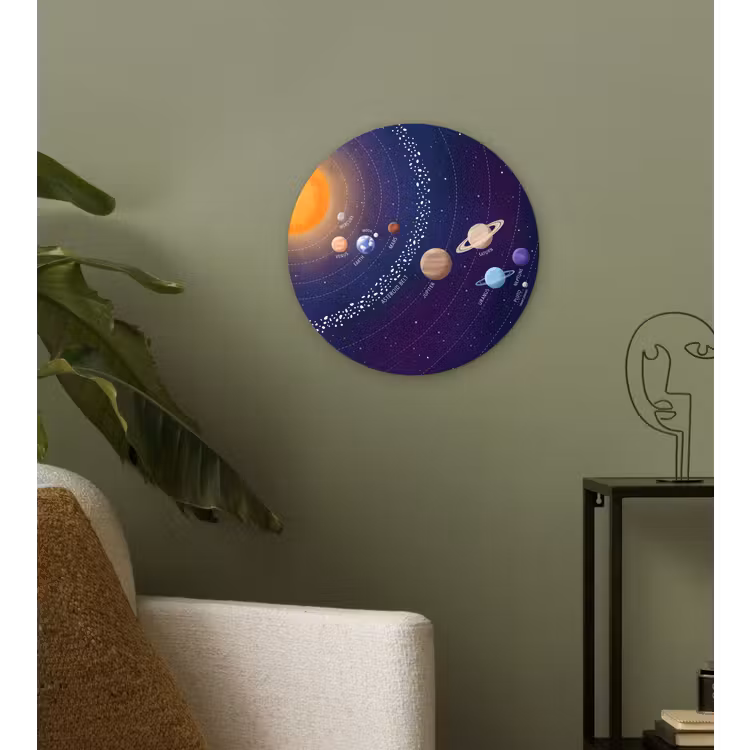 Planetenstelsel - Ruimte - Illustratie Wandcirkel kunststof plaat 5mm dik klein -sfeer3