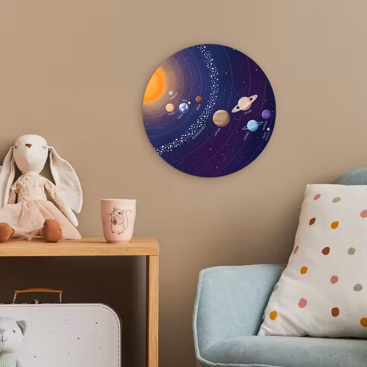 Planetenstelsel - Ruimte - Illustratie Wandcirkel kunststof plaat 5mm dik klein -tsfeer1_kind
