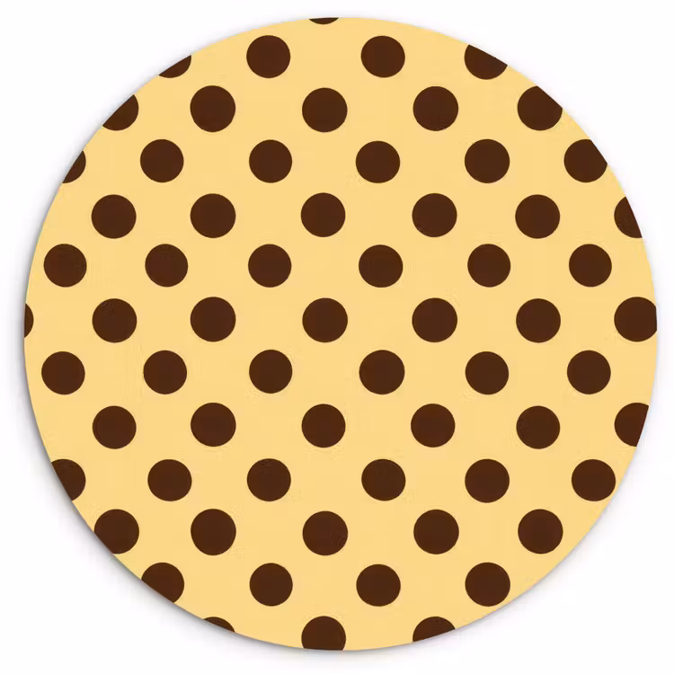 Polka Dot - Stippen - Retro - Geel - Bruin Wandcirkel kunststof plaat 5mm dik klein 188 -3d
