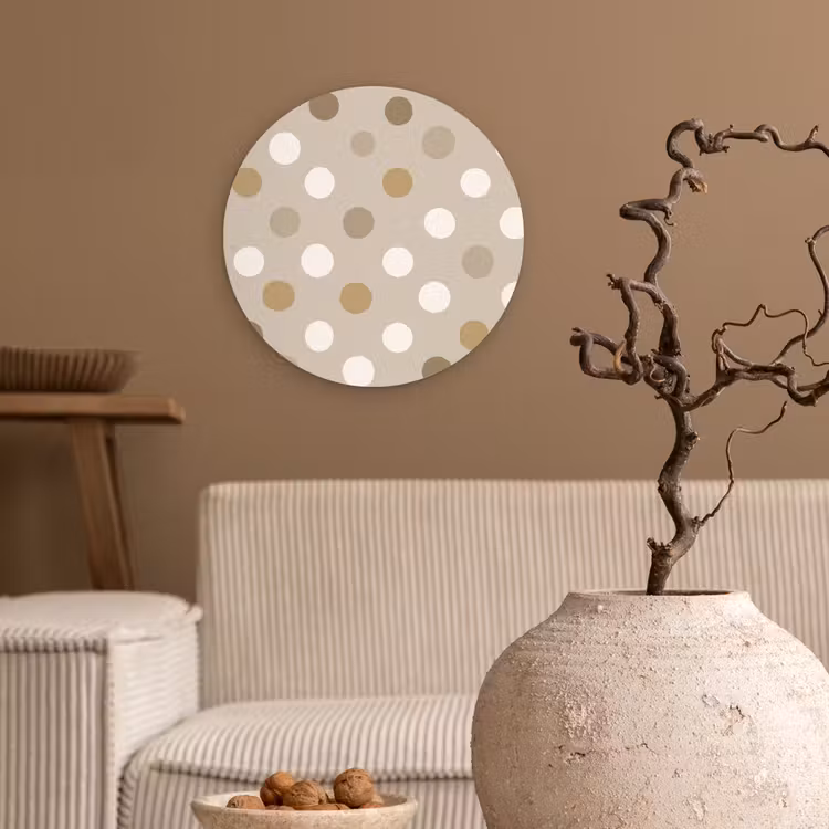 Polka - Dots - Beige Wandcirkel kunststof plaat 5mm dik klein 188 -sfeer1