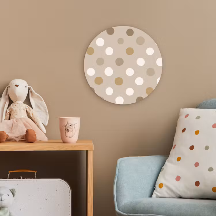 Polka - Dots - Beige Wandcirkel kunststof plaat 5mm dik klein 188 -tsfeer1_kind