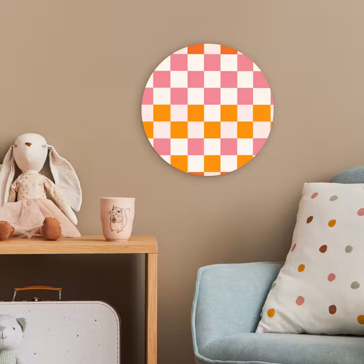 Vierkant - Patroon - Oranje Wandcirkel kunststof plaat 5mm dik klein 188 -tsfeer1_kind